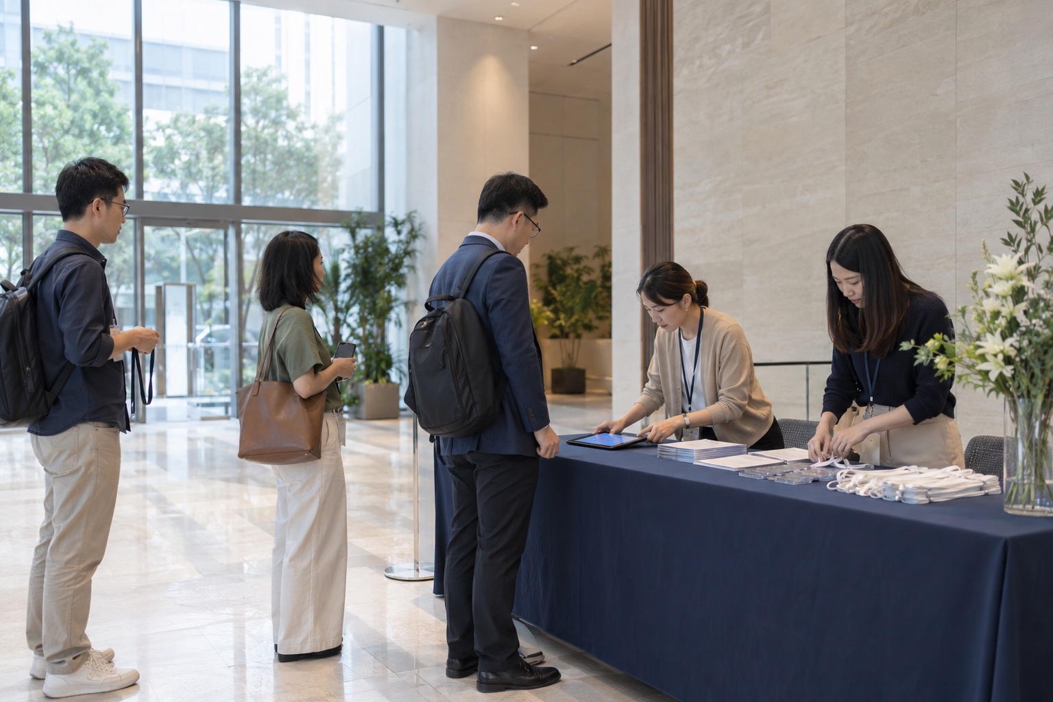 企业会议来宾签到接待示意